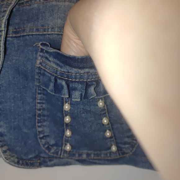 Rustic Denim blazer jacket with pearl like buttons on pockets. - Picture 5 of 8